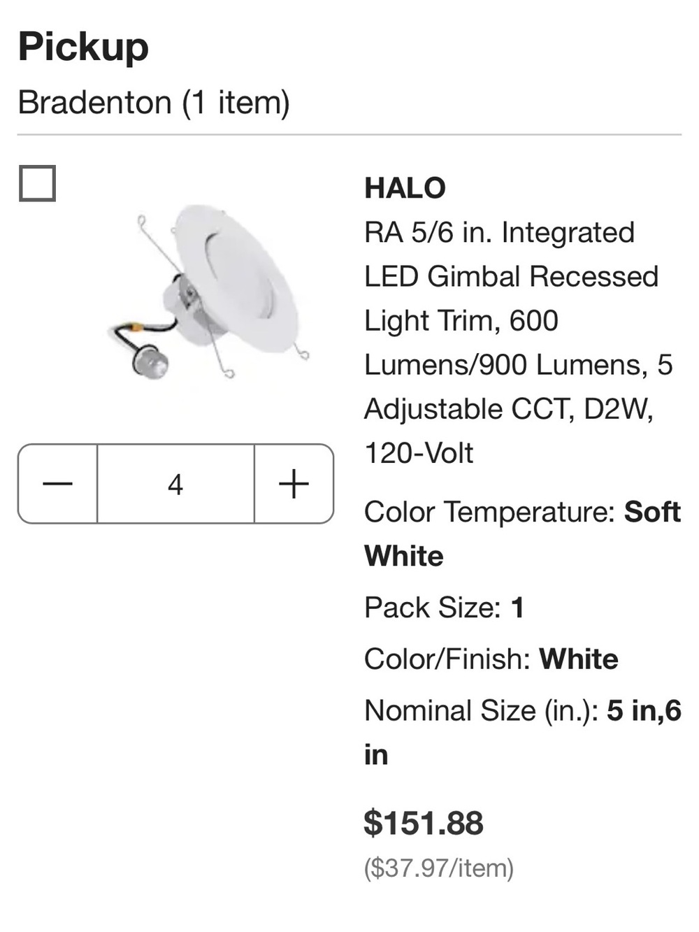 Halo 5/6" Recessed Gimbal LED Trim in White and Orange Accents